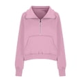 thumbnail image 5 of Qwertyu Womens Sweatshirts Half Zip Fleece Quarter Zipper Pullover Hoodies 2025 Mock Neck Fall Workout Jacket Pink XL, 5 of 6