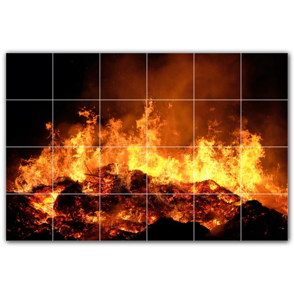 Picture-Tiles.com: Fire Ceramic Tile Wall Mural WAL500610-64M. 36"W x 24"H using (24) 6" x 6" Ceramic Tiles-Satin Finish