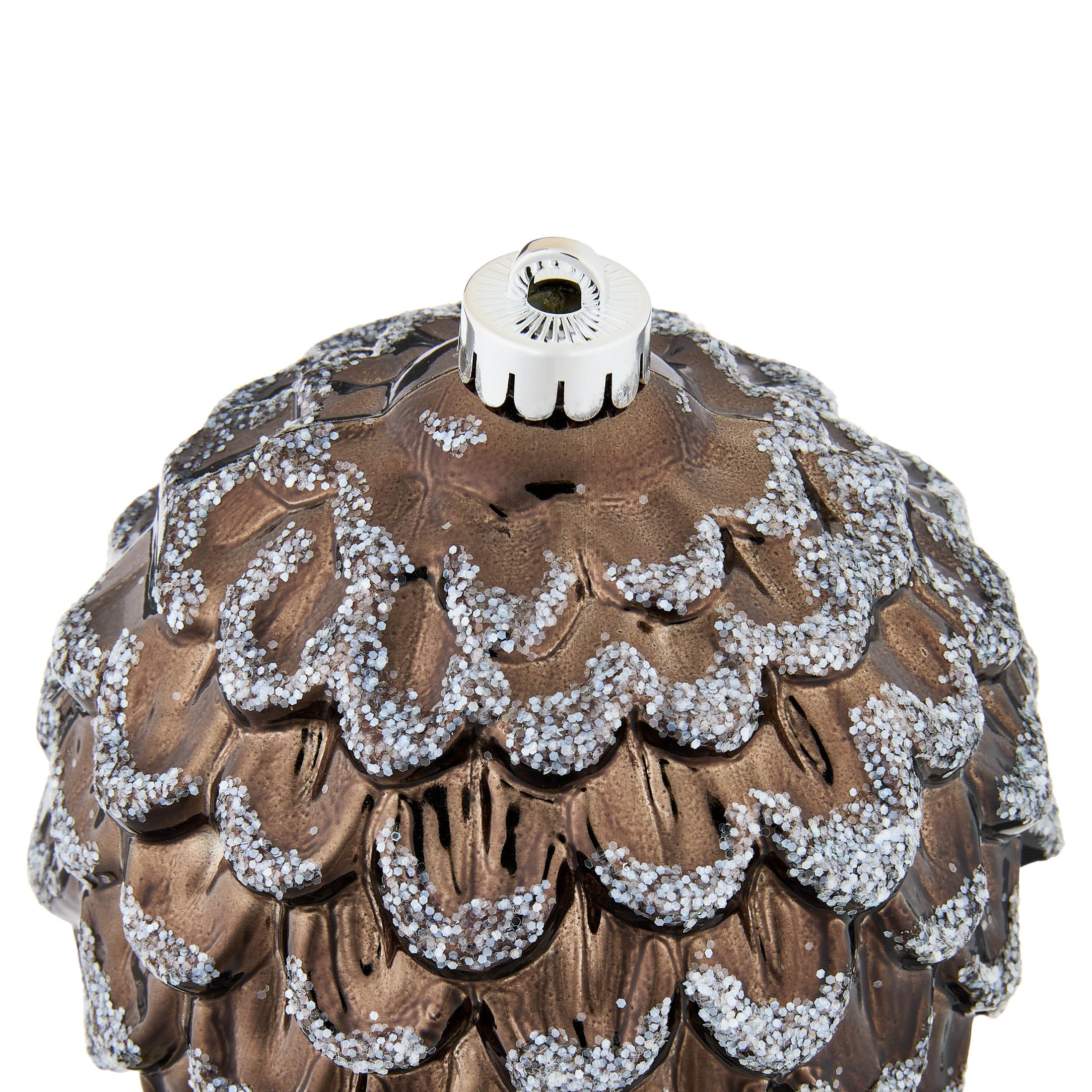 4-Count Brown and Silver Pinecone Shatterproof Christmas Ornaments, 7", by Holiday Time