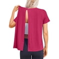 thumbnail image 3 of Domuza Women Post Surgery Shirts Comfort Adaptive Medical Short Sleeve Crew Neck Shirts Open Back Wear Sofy Solid Color Recovery Outfits with Pockets Hot Pink S, 3 of 8