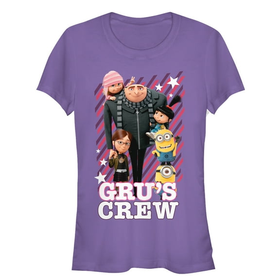 Junior's Despicable Me Gru's Crew Streaks Graphic Tee Purple X Large