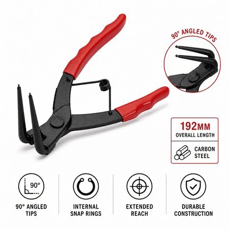 90 Degree Extended Internal Snap Ring Pliers 192mm Carbon Steel