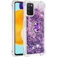 thumbnail image 2 of for Samsung Galaxy A03s Glitter Case with Ring Holder,Bling Sparkle Floating Liquid Soft TPU Cushion Fashion Girly Women Girls Cute Case Cover for Samsung Galaxy A03s  Purple, 2 of 14
