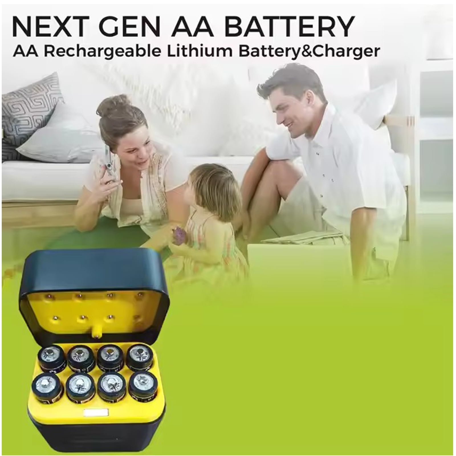 Rechargeable aa Batteries Lithium 8 Pack with Fast Charger,1.5V 3000mWh High Capacity Double A Battery,Constant Output Li-ion Double a Batteries(Charger+8 Pack)