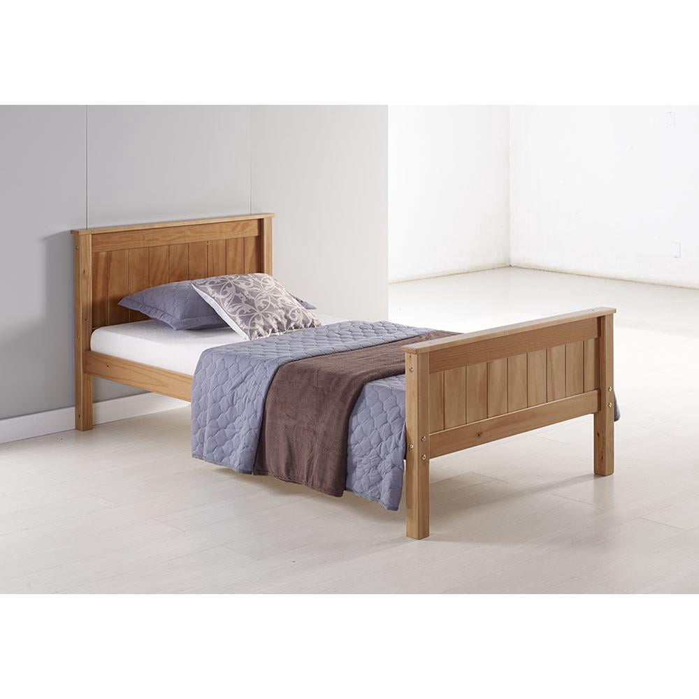 Alaterre Furniture Harmony Twin Platform Bed, Brazilian Pine, Headboard, Footboard, Minimalist Design for Kids Room, Bed Only, Cinnamon