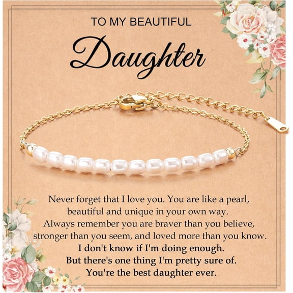 Dainty Pearl Bracelet for Women, Gifts for Daughter/Daughter-in-Law, Birthday Christmas Mothers Day Valentines Day