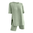 thumbnail image 7 of Pajamas for Women Set 2 Piece Ribbed Knit Matching Outfits T Shirt Biker Shorts Sleepwear Sweatsuits Womens Pajama, 7 of 7