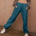 thumbnail image 6 of Womens Joggers Sweatpants Cotton Activewear Sports Casual Pants Elastic Waist Wide Leg Cinch Bottom Solid Trouser (S, Blue), 6 of 7