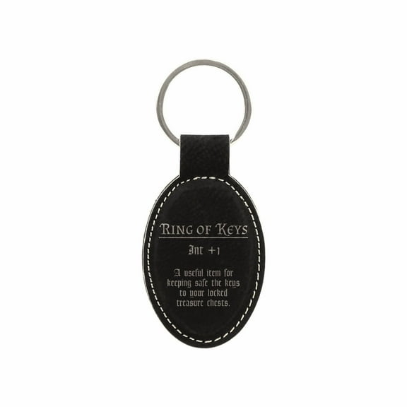 PrecisionNC DND D&D Gifts Ring of Keys Funny Item Description Engraved Keychain Key Tag Nerdy Gift Ideas Dungeons Dragons (Black)