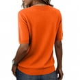 thumbnail image 4 of Short Sleeve Sweater for Women Crew Neck Lightweight Pullover Sweater Spring Summer Tops Casual Blouse Basic Clothes Orange S, 4 of 7