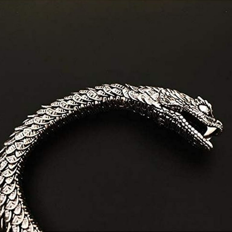 Dan's Collectibles and More Ouroboros Snake Serpent Ring Silver Eating Tail Mayan Cobra Stainless Steel Rattlesnake Leviathan Poseidon Coiled Dragon