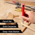 thumbnail image 3 of Solid Carpenter Pencil Set With 6 Refill Leads Built-in Sharpener Marking Tool Woodworking Deep Hole Mechanical Pencils, 3 of 7