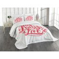 thumbnail image 3 of Ambesonne Live Laugh Love Quilted Bedspread Set 3 Pcs, Retro Stamp, Queen Size, Coconut Red, 3 of 5