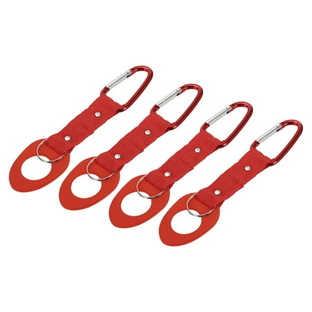 

Uxcell Bottle Hanging Buckle Water Bottle Ring w D-Ring Hook for Outdoor Camping Hiking Red 4 Pack