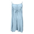 thumbnail image 5 of Fesfesfes Girls Back Drawstring Suspender Dress Casual Loose Fit Solid Color Fashion Cute Kids Dress for Beach Birthday Party Wedding Holiday Photo(Light Blue#1,5-6 Years), 5 of 9