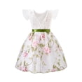 thumbnail image 6 of Toddler Girls Summer Double layered Tutu Dress Tulle Dresses Fluffy Sundress with Sequined Mesh & Bowknot Belt Party Princess Outfit for 5-6 Years Kids, White Floral, 6 of 13