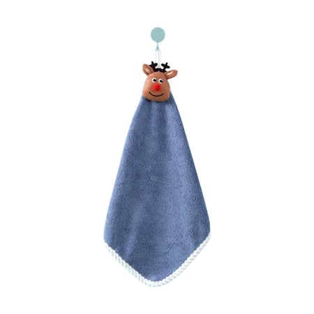CuiLiyq Christmas Hand Towel Plush Absorbent Towel with Hooks For Christmas Gifts For Home Kitchen And Bathroom Hanging Towel (Blue)