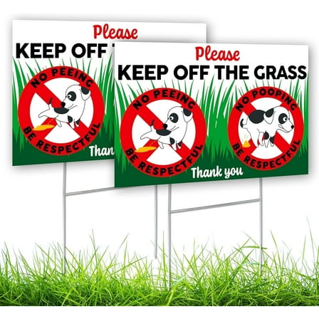 Dimarongton 2-Pack Keep off Grass Signs, 8x12 in, DS Coroplast No Dog Poop Yard Signs, Multicolor, Text Pattern