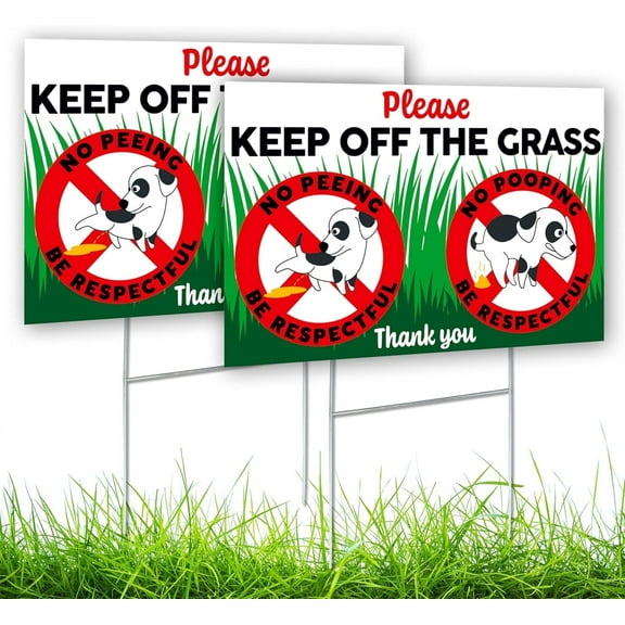 Dimarongton 2-Pack Keep off Grass Signs, 8x12 in, DS Coroplast No Dog Poop Yard Signs, Multicolor, Text Pattern