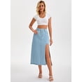 thumbnail image 3 of DARING DIVA Women's Long Denim Spring Slit Midi Jean Skirts X-Large Light Blue, 3 of 7