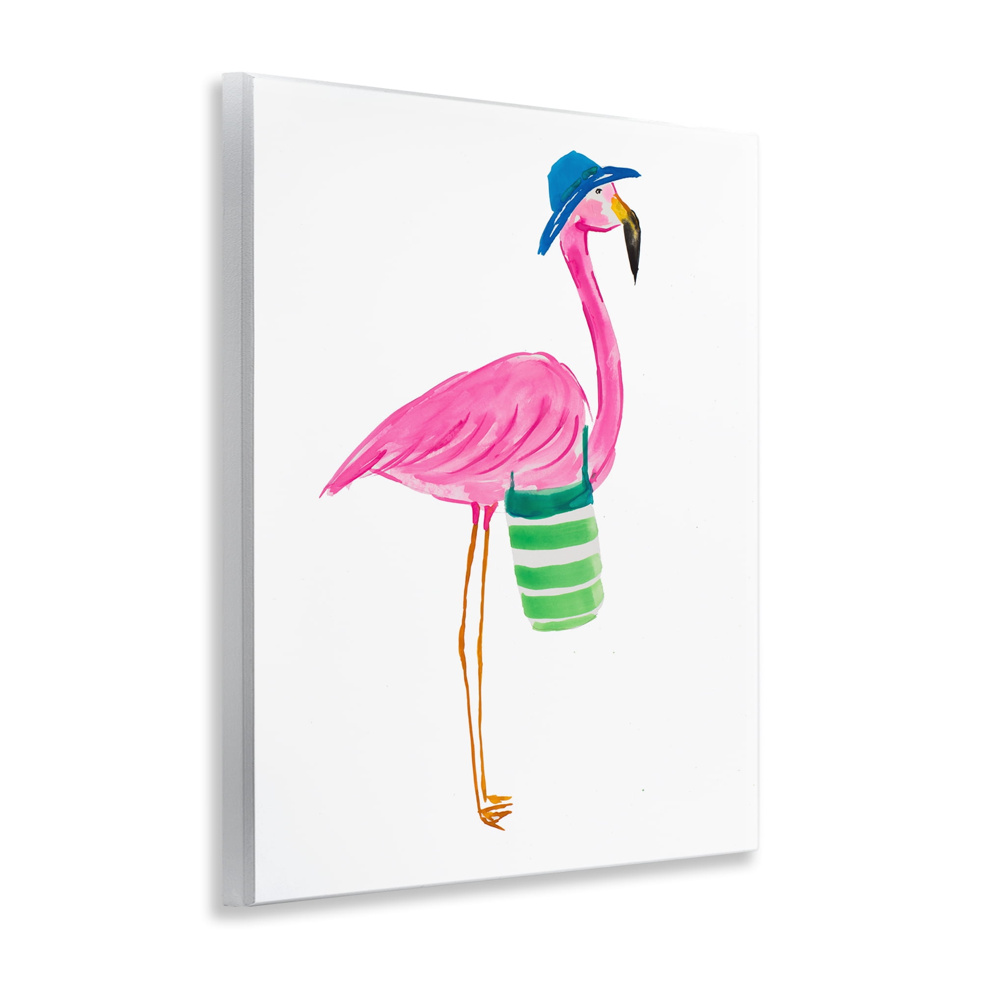 Stupell Industries Flamingo with Beach Bag Animals & Insects Painting Unframed Art Print Wall Art, 11 x 14