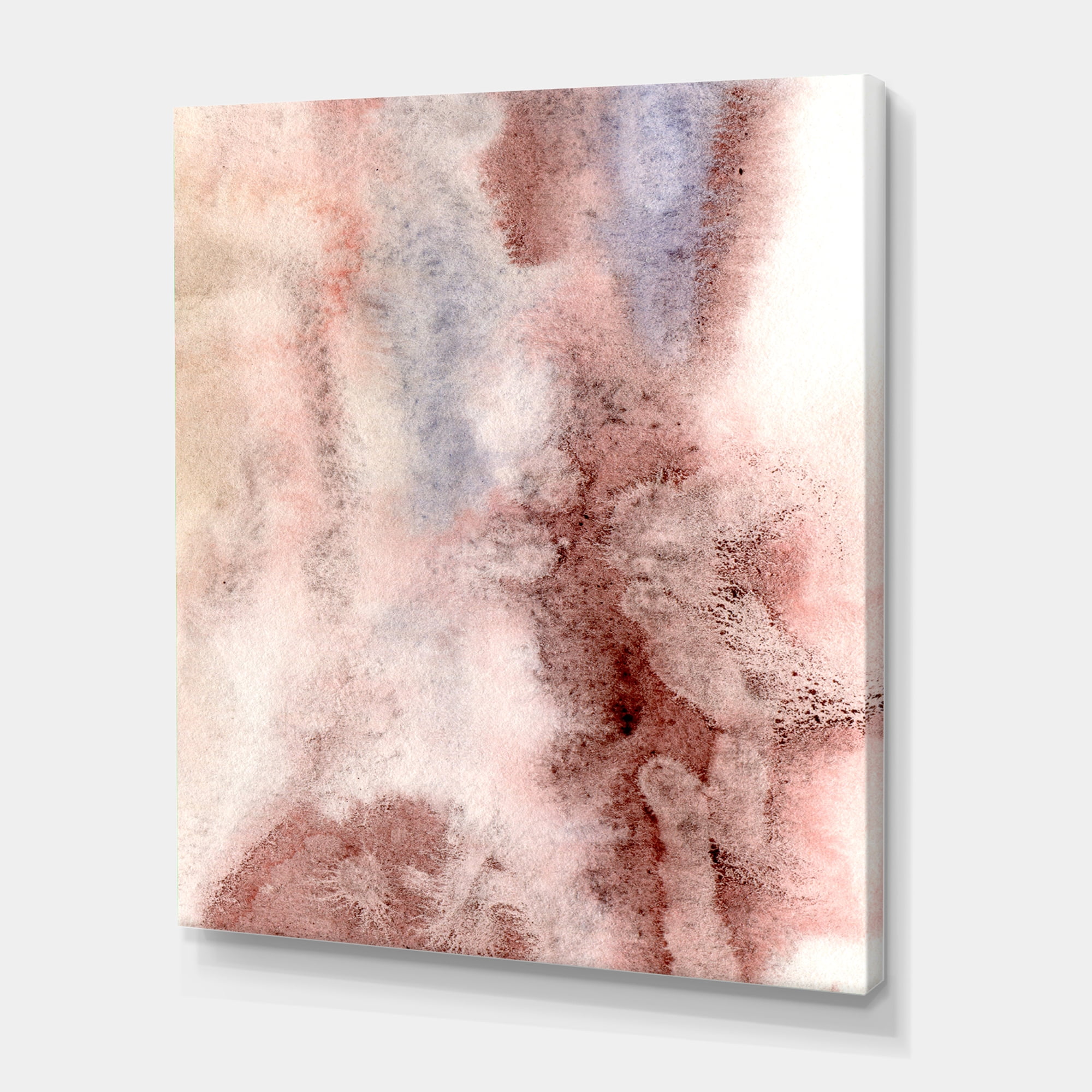 Designart ' Pastel Abstract With Pink Blue and Dark Red Spots ' Modern Canvas Wall Art Print