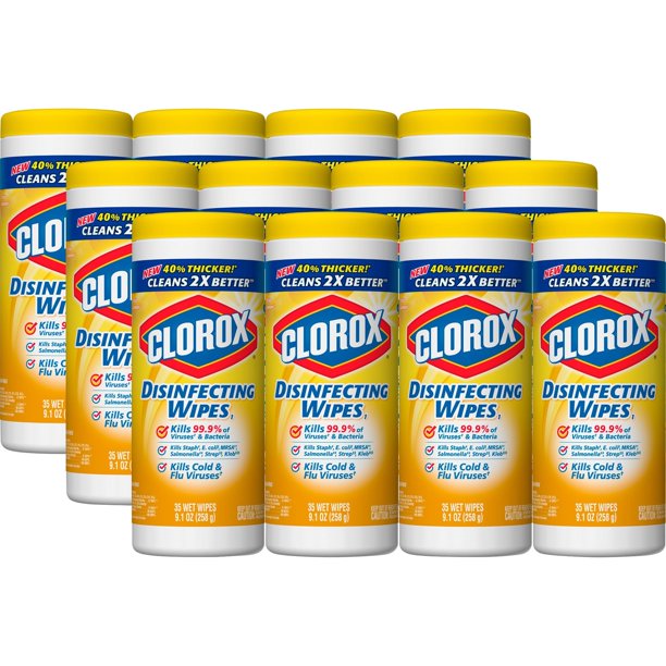 Clorox, CLO01594CT, Disinfecting Wipes, 12 / Carton, Yellow