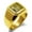 Gold, variant on Stainless Steel Letter P Initial Floral Box Monogram Engraved Engraved Square Flat Top Biker Style Polished Signet Ring