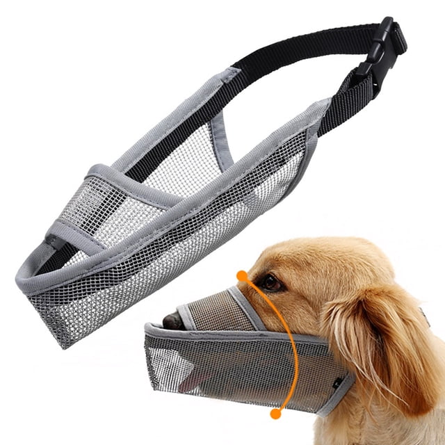 Bozal para perros, bozal para mascotas transpirable y bebible de malla de aire para lamer antimordidas y antiladridos(gris)