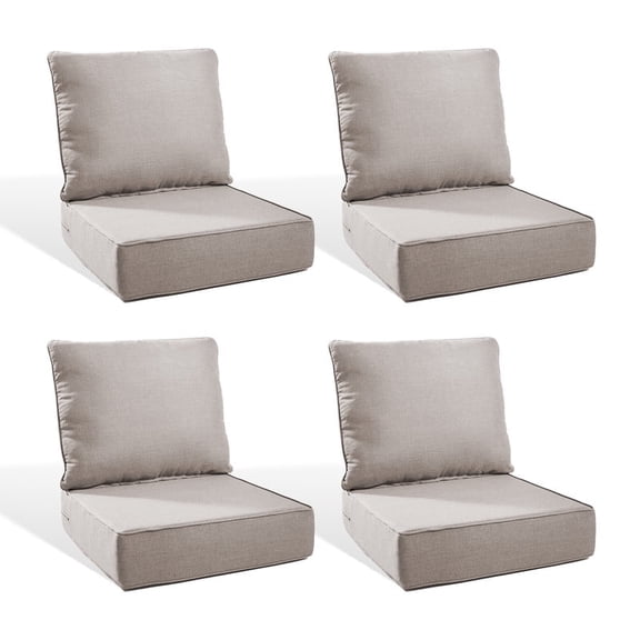 PARKWELL 8-Piece Outdoor Deep Seat Cushion Set, 22 x 24, Water Repellent, Fade Resistant, 6-Inch Thicken Deep Seat Bottom and Back Cushion for Chair, Sofa, and Couch, Beige