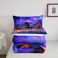 thumbnail image 5 of Horse Twin Comforter Set Glitter Stars Bedding Set ,Psychedelic Galaxy Down Comforter Purple Space Universe Bed Set Brown Galloping Horse Quilted Duvet Animal Themed Home Decor, 5 of 7