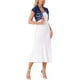 thumbnail image 2 of Cárdigan de encaje para mujer INSPIRE CHIC, elegante, de manga corta, con frente abierto, floral, bolero recortado, top de encaje, M azul real, 2 of 6