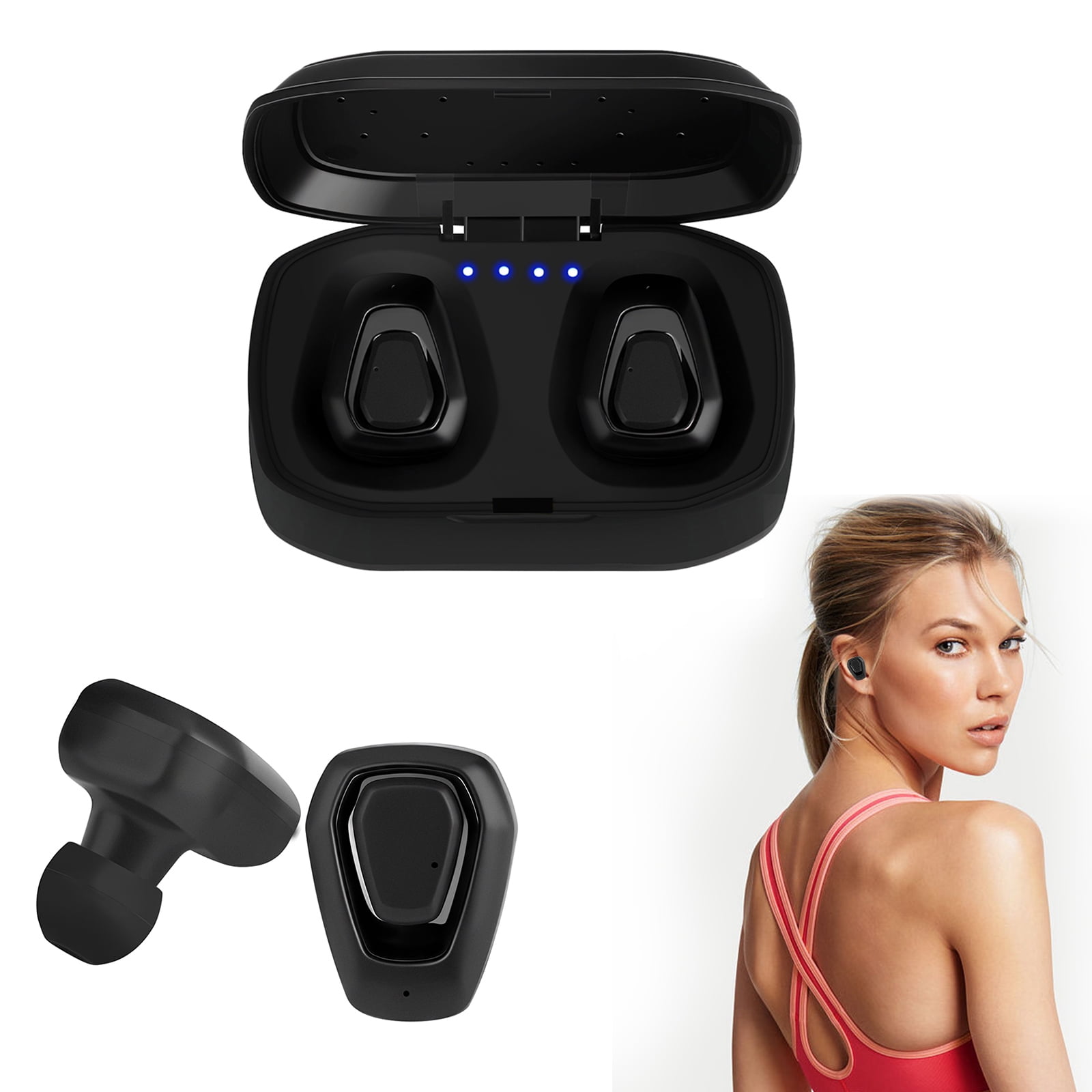 Bluetooth 5.0 Bass True Wireless Headphones, Sports Wireless Earbuds Earphones, Built-in Microphone for iPhone, Samsung, Android Phone