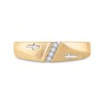 thumbnail image 1 of Bague de Mariage Double Croix Diamant Rond en Or Jaune 14kt pour Hommes 1/20 Cttw, 1 of 1
