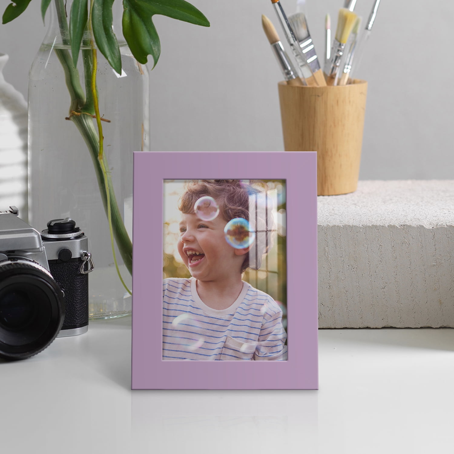 Modern 3.5 in. x 5 in. Violet Picture Frame (Set of 2)