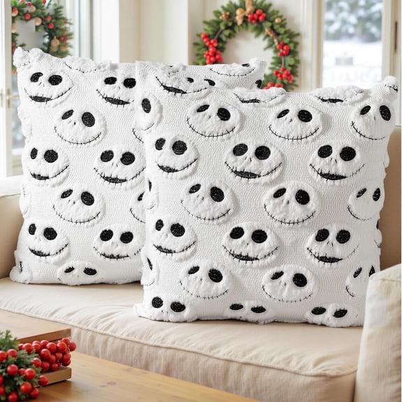2PCS Christmas Pillow Covers 18x18 inch,Nightmare Be Christmas Throw Pillow Cases,Xmas Tree Decor Soft Plush Couch Cushion Case for Chair Sofa Bedroom Living Room