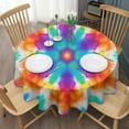 thumbnail image 3 of Colorful Rainbow Tie Dye Spiral Pattern Round Tablecloth 60"x60",Wrinkle Wipeable Table Cloth for Kitchen Dining Room Picnic Patio Party, 3 of 6