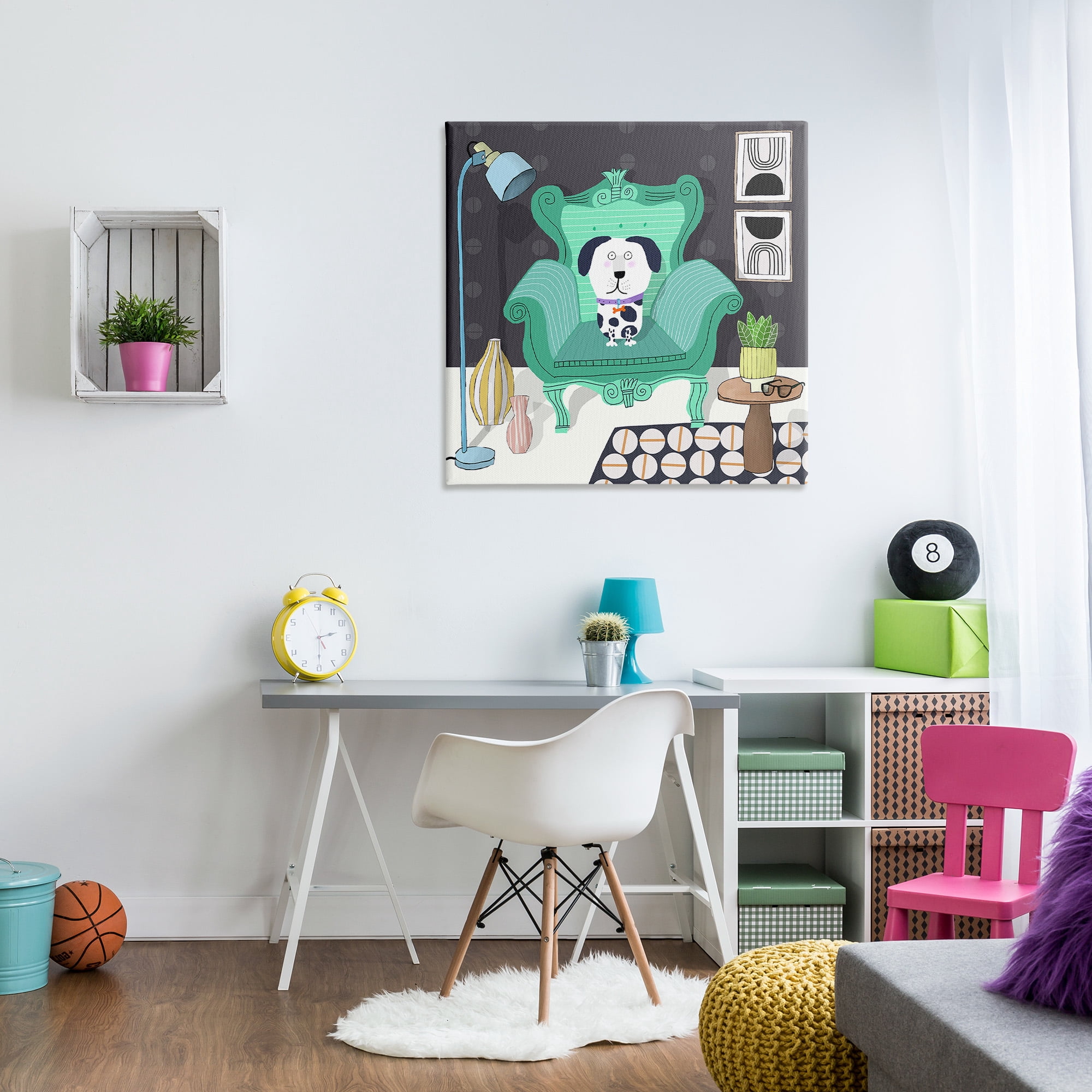 Stupell Industries Dog in Modern Room Animals & Insects Painting Gallery Wrapped Canvas Art Print Wall Art, 36 x 36