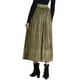 thumbnail image 3 of Falda metálica brillante de mujer INSPIRE CHIC, falda midi acampanada con brillo para fiestas, cintura alta y plisada, 3 of 5