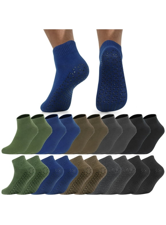 10 Pairs Mens Grip Socks Non Slip Yoga Pilates Trampoline Sports Socks for Men Size 10-13