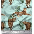 thumbnail image 1 of Soimoi Rayon Fabric Leaves & Leopard Animal Printed Fabric 1 Yard 56 Inch Wide, 1 of 1