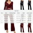 thumbnail image 2 of ICHUANYI Womens V-neck Pajamas Long Sleeve Sleepwear Top with Pants Super-Soft Solid Lounge Sets, 2 of 6