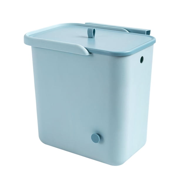 simhoa 2.4 Gallon Kitchen Hanging Trash Can Sealed Under Sink RV Bedroom Indoor Compost Bucket blue