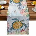 thumbnail image 2 of Burlap Table Runner 70 Inches Long,Watercolor Coastal Sea Turtle Coral Seahorse Starfish Non-Slip Kitchen Table Runners for Dining Room Everyday Use Party Table Decorations Underwater World, 2 of 9