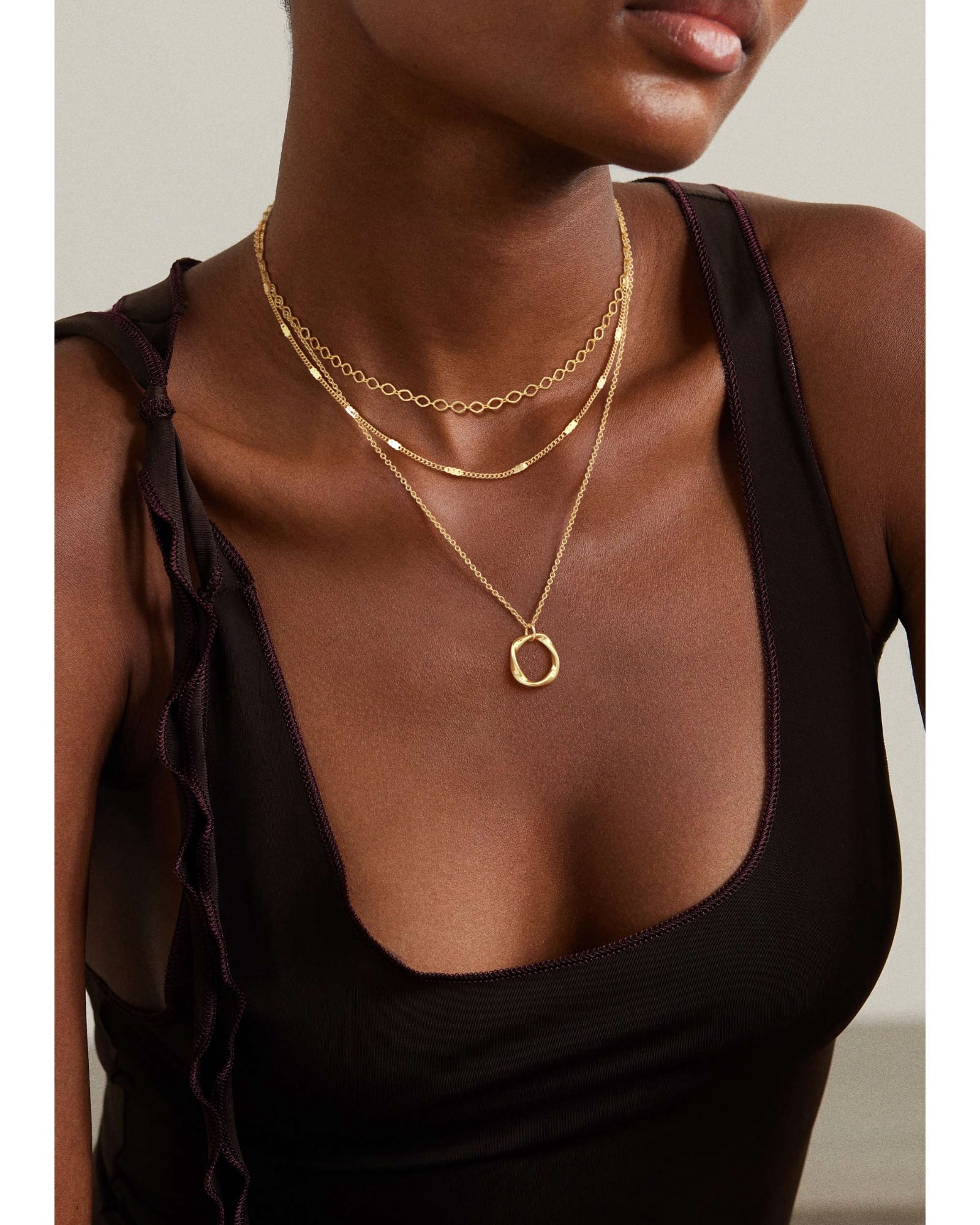 GOSFRY 3 layer 14K Gold/Silver Plated Necklaces Set for Women Dainty Stackable Circle Pendant Chain Perfect Jewelry Gifts