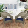 thumbnail image 1 of Jeco Clark Chaise de Patio en Osier Gris et Bleu Minuit (Ensemble de 2), 1 of 8