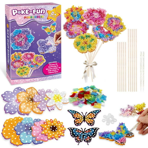 Kit de manualidades Britik Poke Art, ramo de flores para niñas de 8 a 12 años