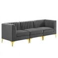 thumbnail image 2 of Modway Triumph Channel Tufted Performance Velvet 3-Seater Sofa in Gray, 2 of 11