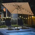 thumbnail image 5 of Cozyhom 10 x 6.5ft Outdoor Patio Solar LED Lighted Patio Umbrella, Tilt Adjustable, UV Resistant Fabric - Taupe, 5 of 6
