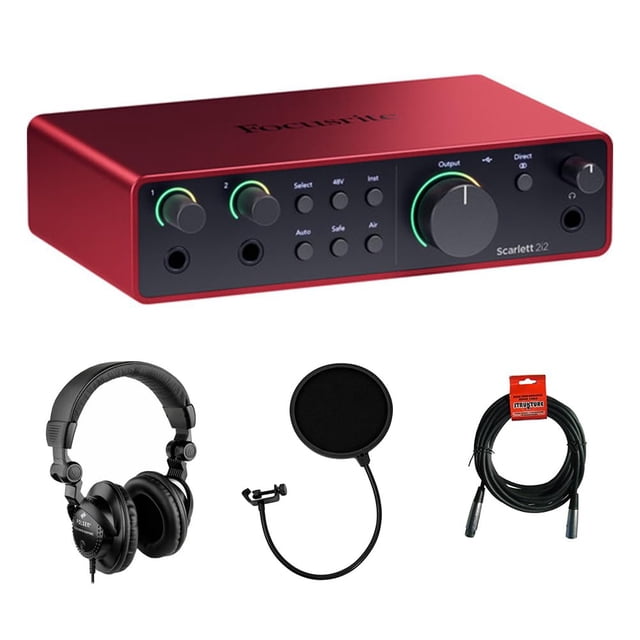 Paquete de interfaz de audio Focusrite Scarlett 2i2 USB-C de cuarta generación